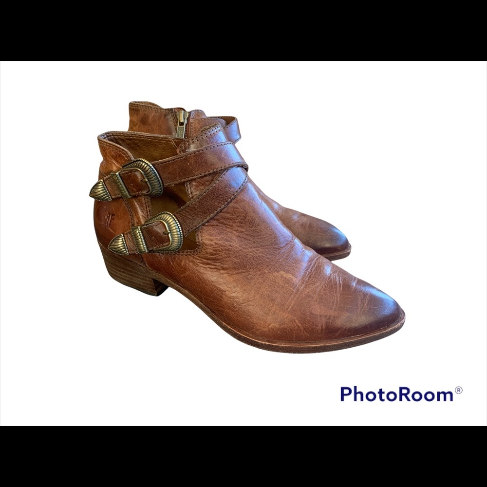 Frye Ray Western Shootie boots - sz 6.5 cognac like new!